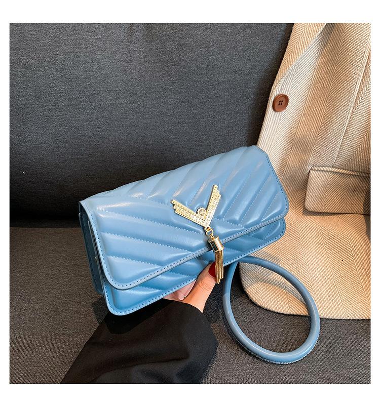 

Нова зимова жіноча сумка 2024 року, повсякденна сумка в іноземному стилі, модна проста сумка через плече, невеликий квадрат синій