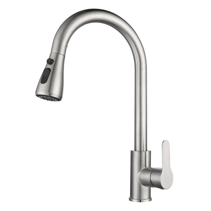 Matte Black 304 Stainless Steel Pull-Out Kitchen Faucet with Stop Button