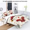 3Pc Christmas Snowman Printed Bedding Set  Coreless Soft Comfortable Multiple Sizes Machine Washable 1 Duvet Cover 2 Pillowcases