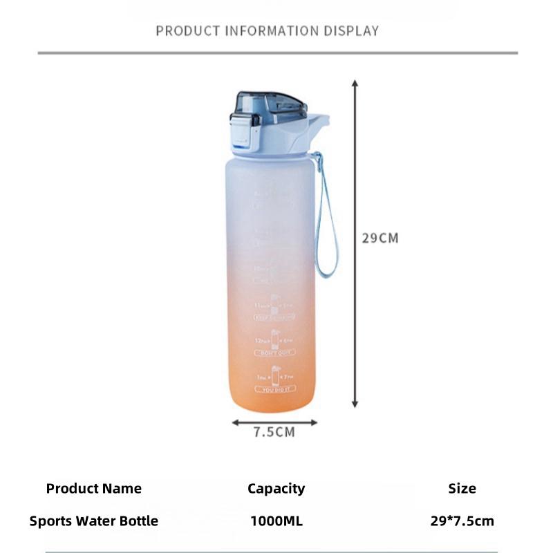 1000ml Stay Hydrated and On Track with Our Gradient Color Sports Water Bottle with Time Marker Perfect for Outdoor Fitness