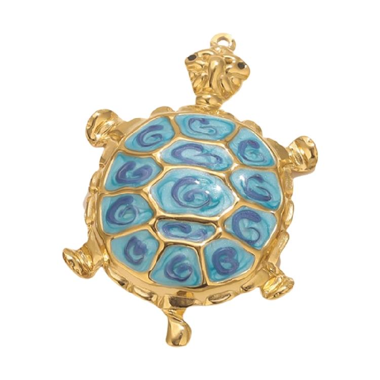 Unique  Turtles Pendant Stainless Steel Charm Colorful Resin Jewelry Accessories For Creative DIY Necklace Projects