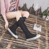 New High Top Canvas Shoes for Women's Inner Elevated Casual Shoes with White Laces for Fashion Versatile Women's Flat Bottom