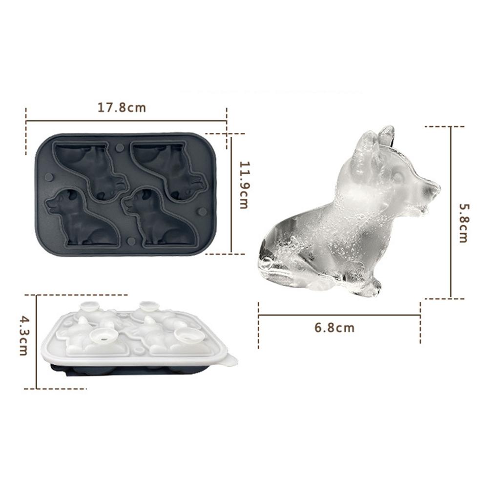 Cute Ice Cube Tray Silicone Mold Silicone Ice Cube Trays Dog Shaped Ice Cube Molds for Drinks Cocktails Juice Beverage