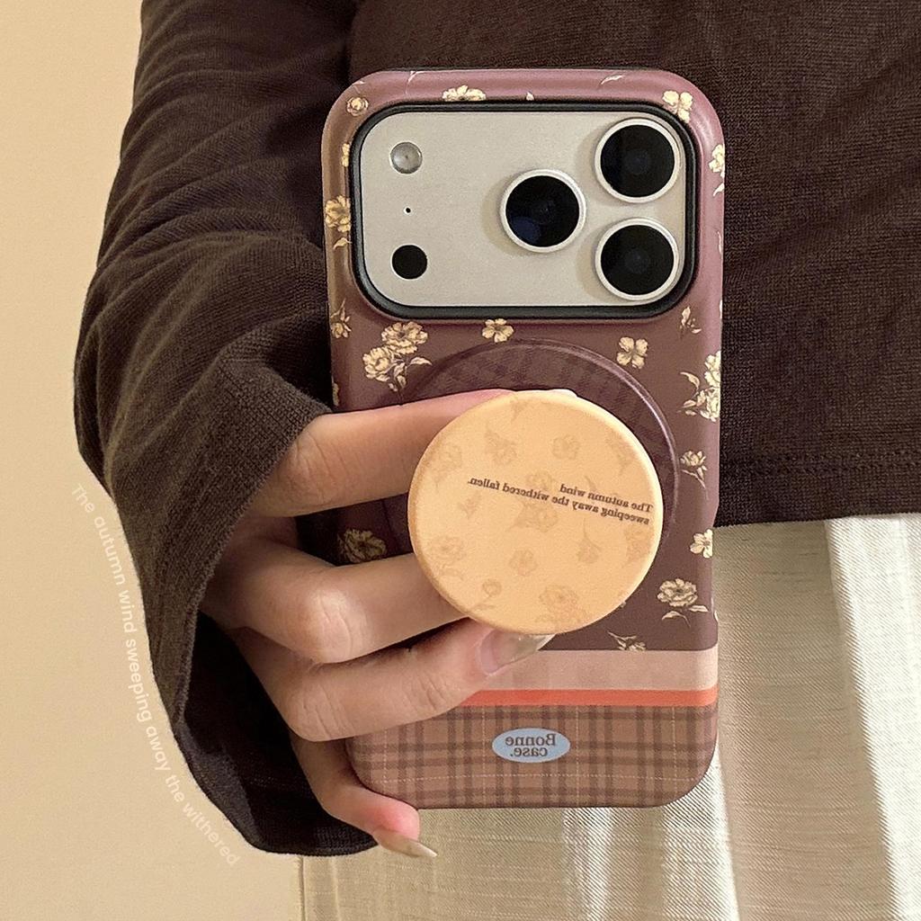 Retro Blommigt Ställ Telefonfodral för iPhone 17 och iPhone 17 Pro Max