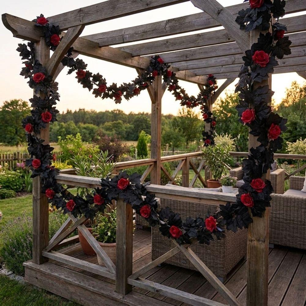 Gothic Style Maple Leaf Garland Lifelike Artificial Plant Christmas Decor