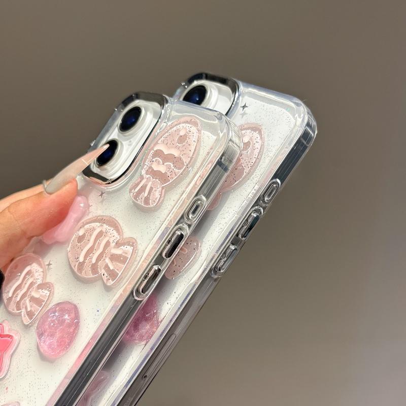 Luxurious high-end epoxy resin handcrafted 3D pink small fish phone Case, suitable for iPhone 16 Pro Max 15 14 Plus 13 12 Pro 11 shockproof Cover