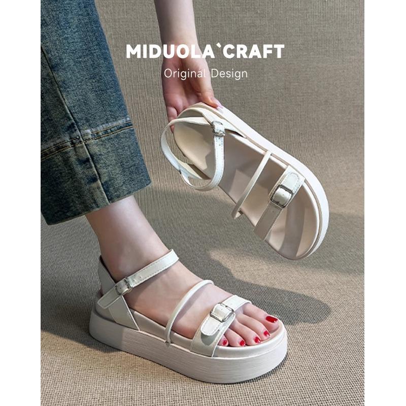 Sheepskin version~ thick-soled height-increasing sandals for women's summer wear 2025 new summer fashion high-end French cool slippers
