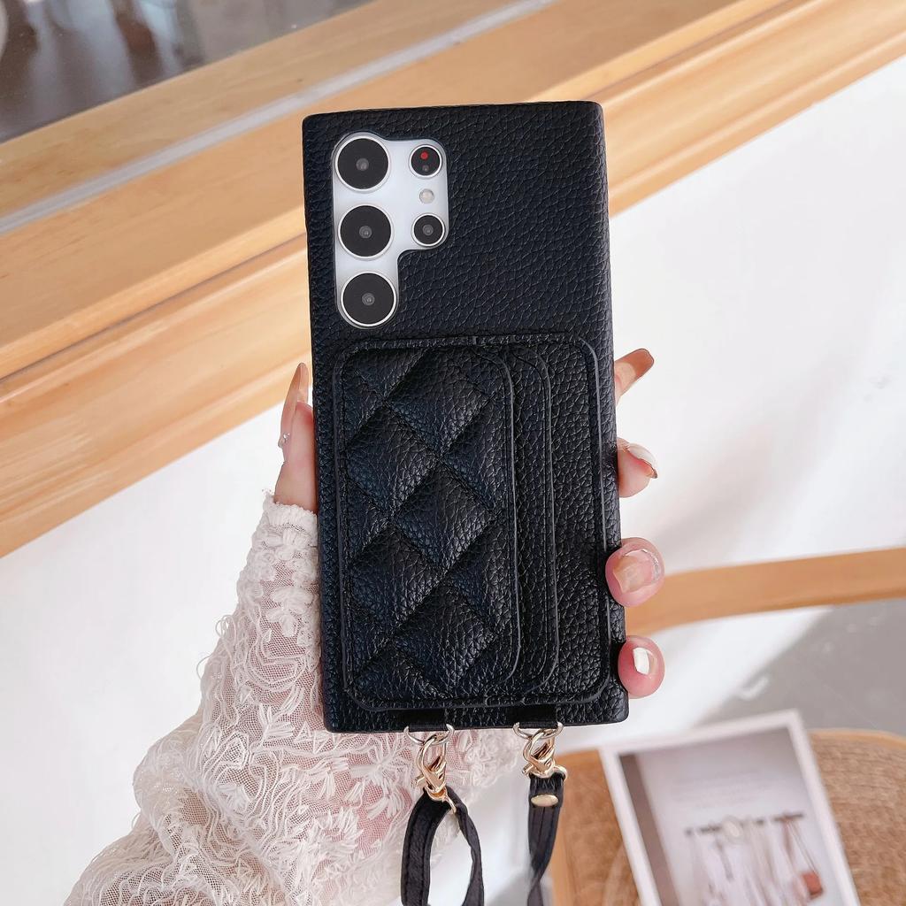 Leather Crossbody With Card Holder Phone Case for Samsung Galaxy S24 S22 Ultra Plus S23 FE A15 A25 A35 A55 A24 A34 A54 A14 Cover