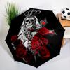 Sugar Skull Rose Umbrella Automatic Open/close, Sturdy Iron Frame & 8-Rib Structure, Umbrella for Women & Men, Christmas Gifts