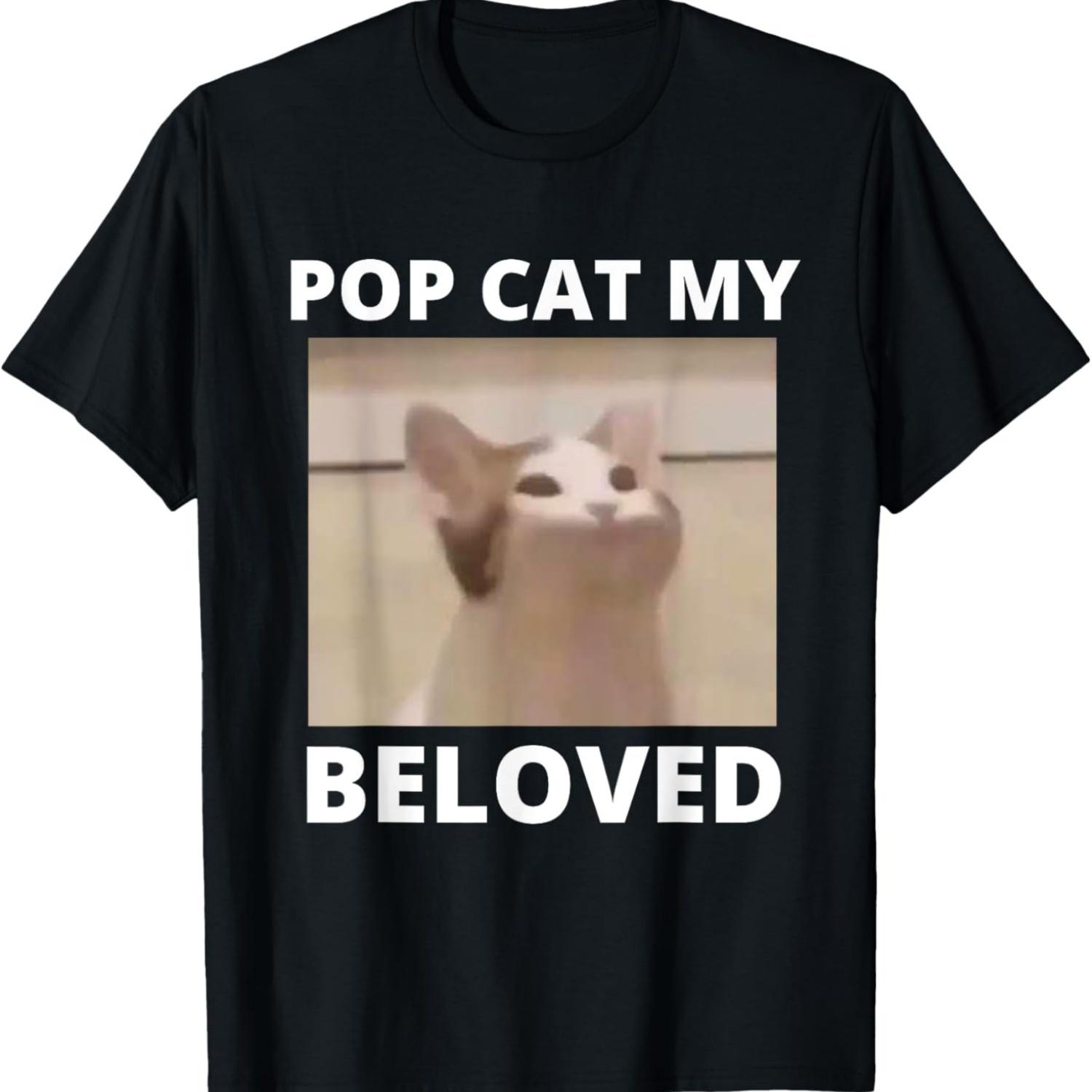 

Cute Popping Cat Meme Pop Cat Funny Cat Memes Men Women Kids T-Shirt S чёрный
