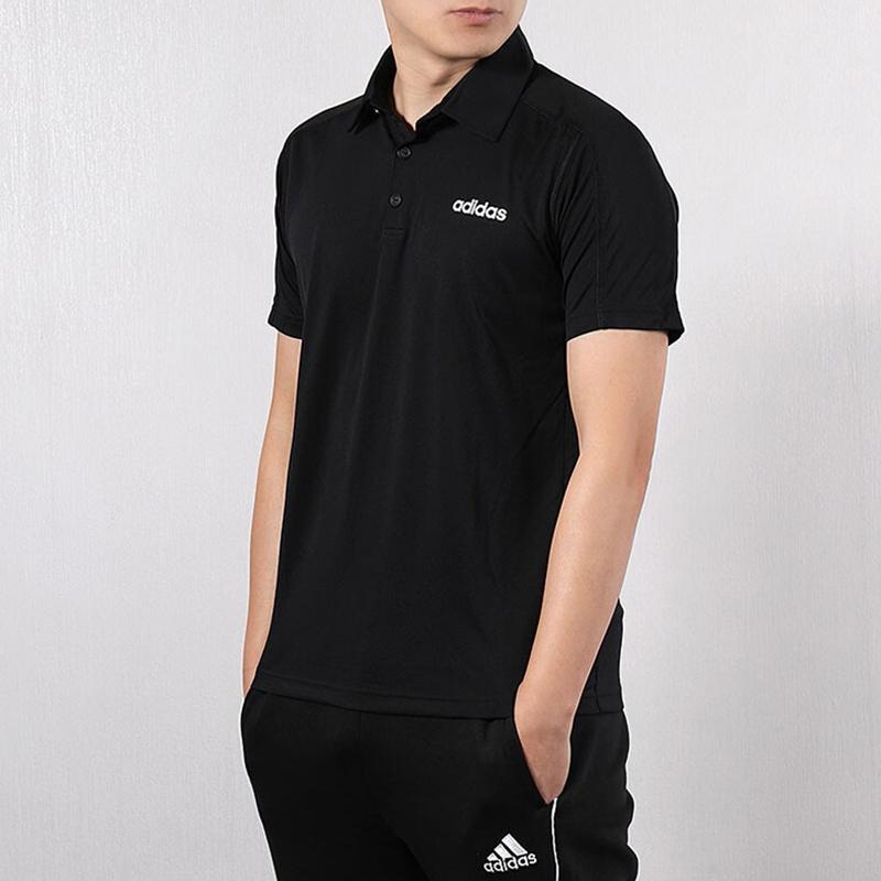 Adidas Тренировочные спортивные мужские рубашки-поло с короткими рукавами, черные DU1251