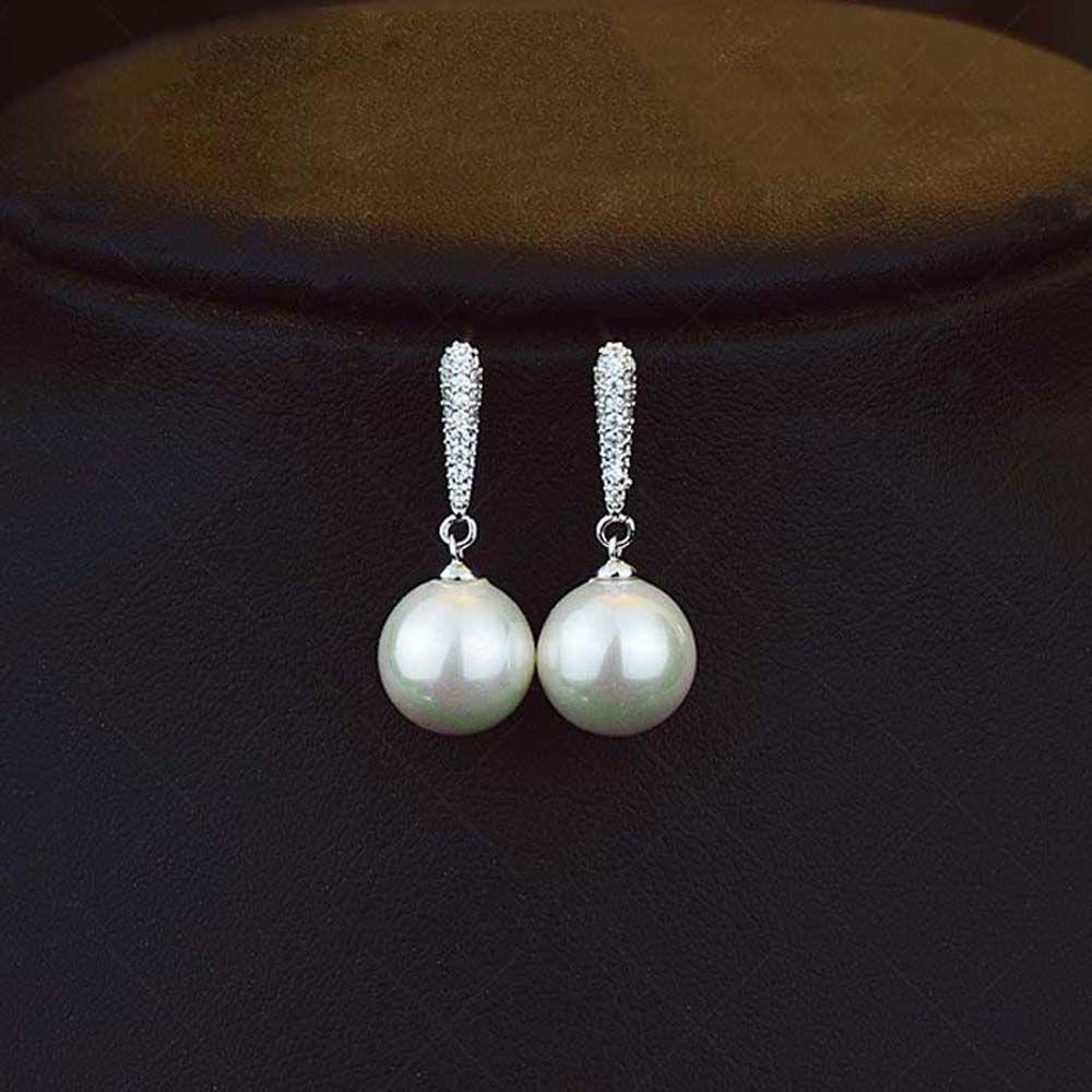 Women Trendy Shell Pearl S925 Silver Gifts Jewelry Drop Earrings Ear Studs Fashion