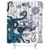 1Pc Octopus Sailboat Shower Curtain Bathroom Partition Decorative Curtain Machine Washable Octopus Print Window Privacy Curtain