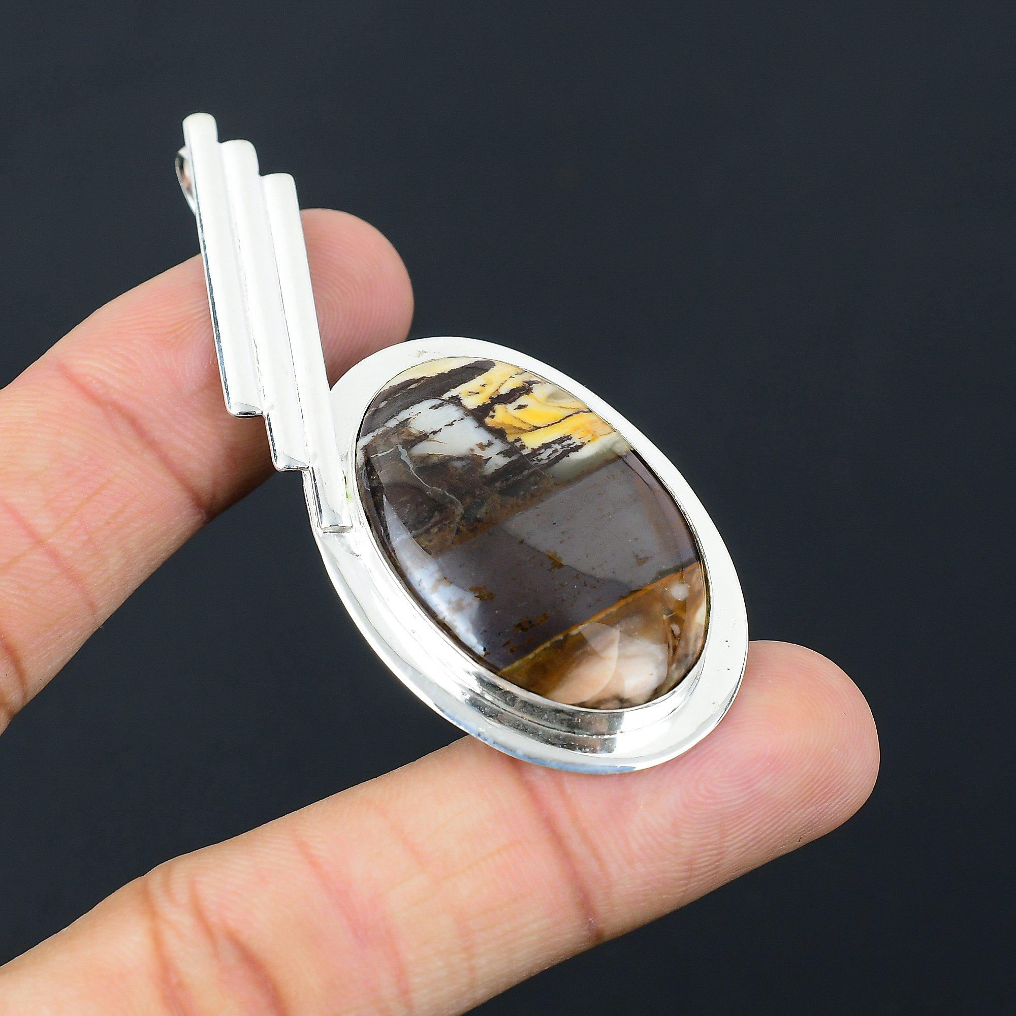 

Friendship Day Sale Sterling Silver Peanut Wood Jasper Gemstone Pendant Jewelry