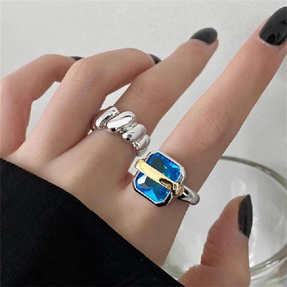 Simple square sapphire ring ins open ring feeling index finger ring