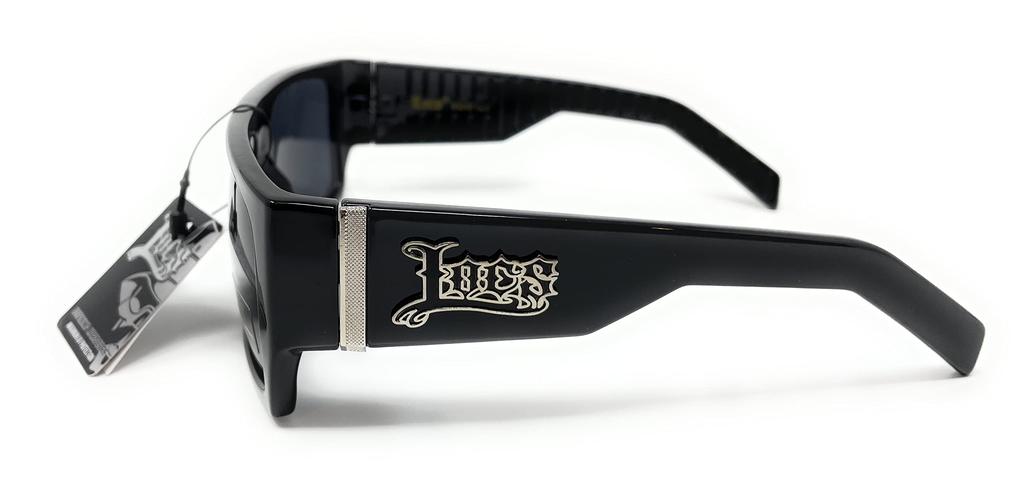 LOCS Hardcore Shades LOCS 91010 Black Sunglasses Gangster Square Flat Top Cholo OG Lowrider Shades for 2XL Adults, Black,
