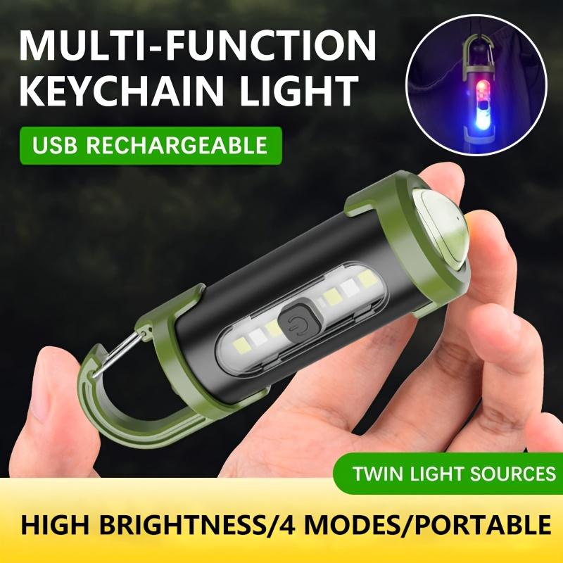 USB Rechargeable LED Flashlight with Adjustable Beam, Portable Keychain Flashlight with Hook for Camping, Emergency Situations, and Daily Use