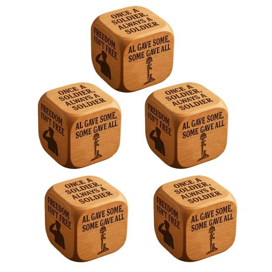Veteran's Day Dice Handmade Wooden 6 Sides Decision Dice Veterans Souvenirs Appreciation Gifts for Patriotic Party Decoration