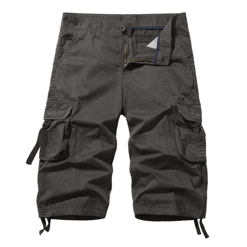 Men's Cotton Below Knee Length  3/4 Long Shorts Men's Tactical Capri Pants Multi Pocket Summer Twill Work Cargo Pants Man