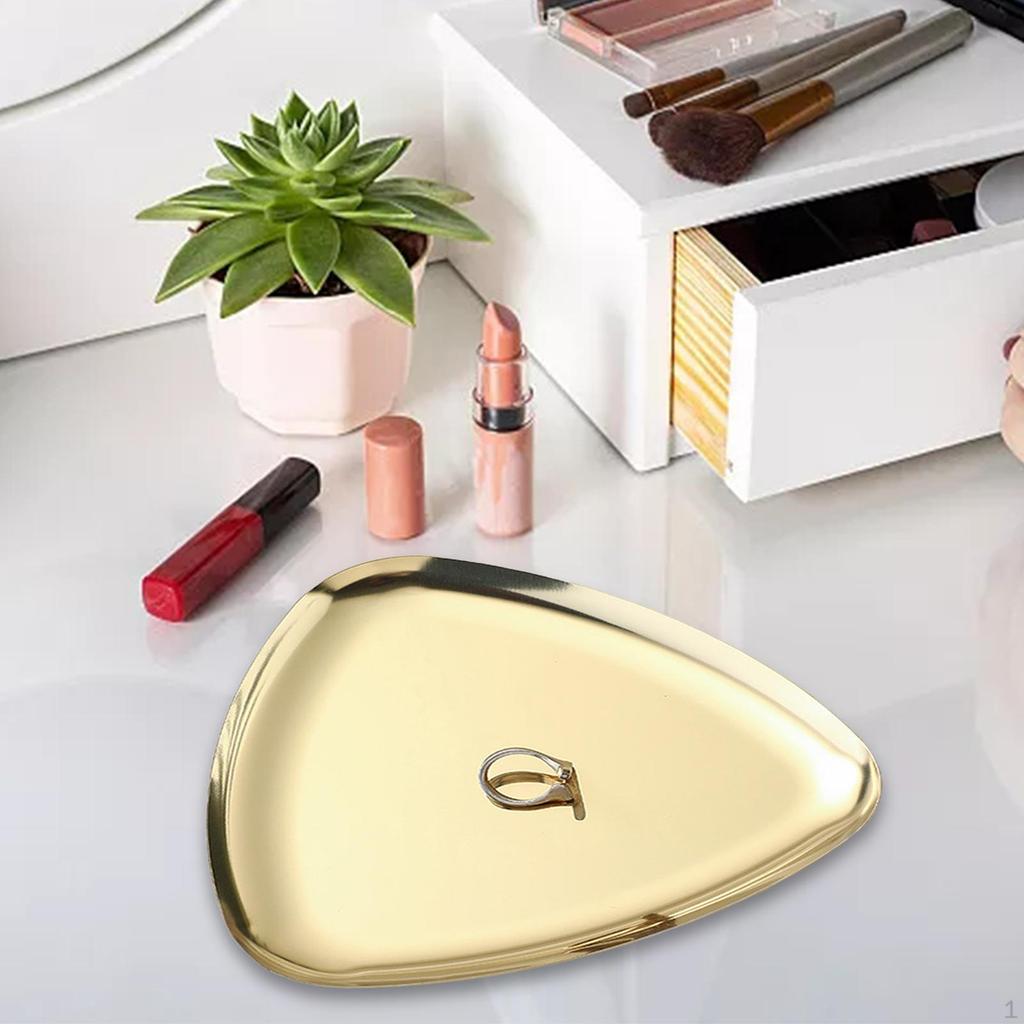 Smykkeskål Brett Kosmetikkoppbevaring Rustfritt Stål Enkel Toalettbord Sminkeorganisator