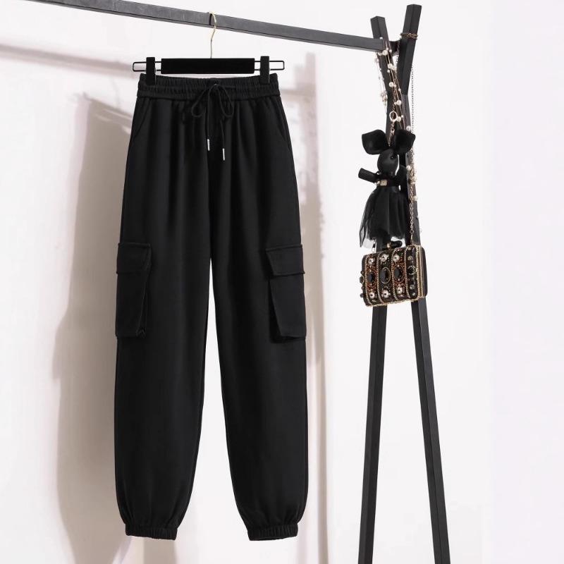 New Overalls Women's Autumn and Winter High Waist Loose Tied Feet Tall Fashion Versatile Casual Sweatpants Women