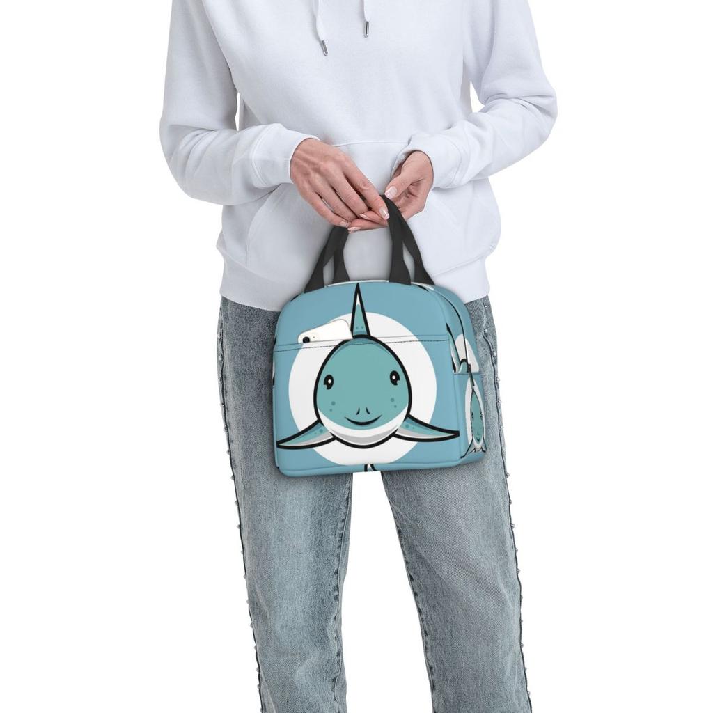 Cute Shark Insulated Lunch Bag for Women Children Leakproof Food Boxes Thermal Lunch Box Tote