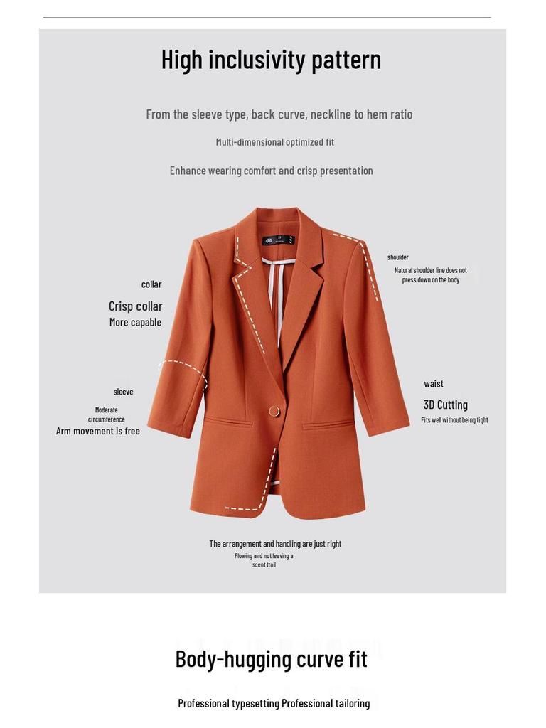 Damen Mittellange Professionelle Lässige Anzugjacke - Frühling bis Herbst Mode