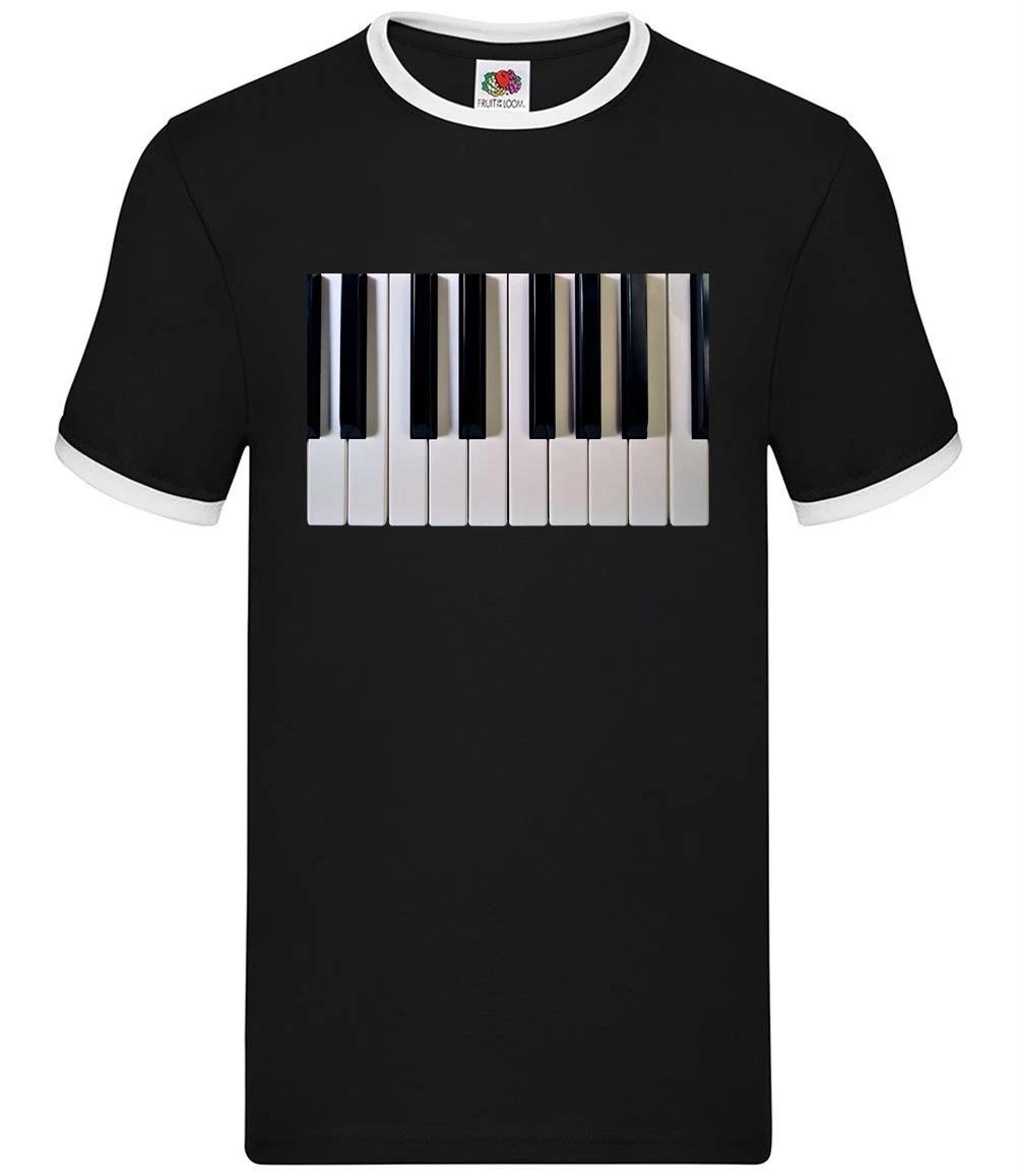 Piano Keys in Colour - Mens Ringer - Pianist Music Musician Musical Composer XS