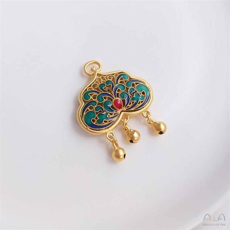 

Vibrant Cloisonné Green Tara Pendant Necklace Charm