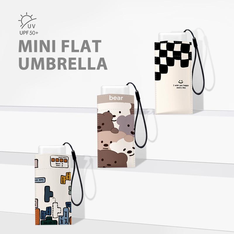 Cartoon Mini Cute Umbrella for Girls Summer UV Protection Flat Portable Sun Small Kids Umbrella Windproof 6K Parasol Sunshade