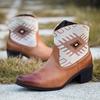 Trendy Embroidered Pull On Cowboy For Men with Wide Square Toe Western Retro Boot Durable Classic for Adult Men