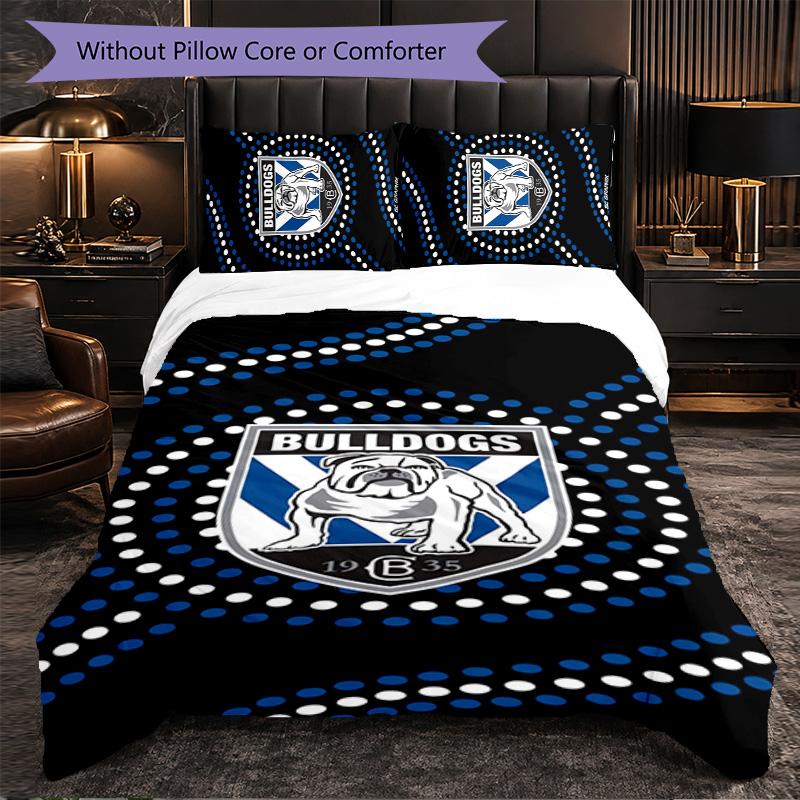 Canterbury-Bankstown Bulldogs Fantasia Microfibra Set Biancheria da Letto 3 Pezzi Decorazione Copripiumino Set Per Camera da Letto Uso Domestico
