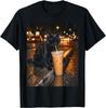 Black Cat Drinking Iced Coffee Funny Emoticon Pack For Animal Lovers Tshirt