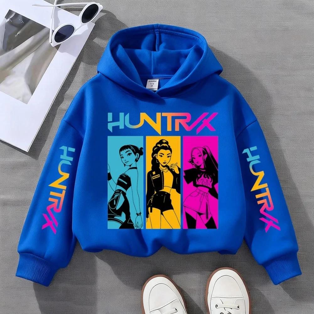 KPOP Devil Hunter New Children Hooded Sweatshirt Boy Girl Autumn Winter Daily Outdoor Vacation Casual Loose Warm Soft Sportswear
