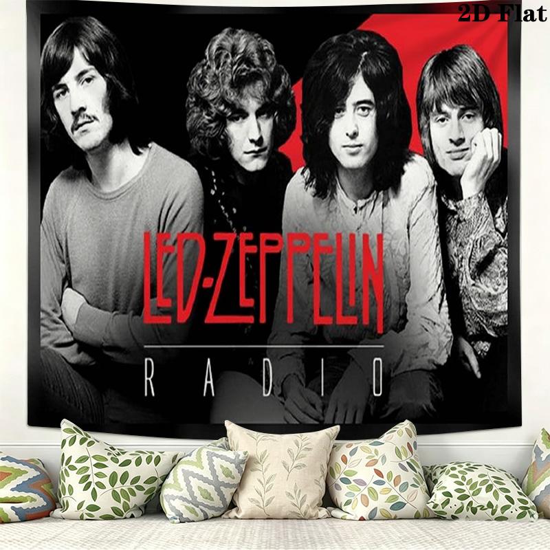 Led Zeppelin Wall Tapestry Aesthetic Wall Hanging Printed Fabric Blanket Decorative Tapestries for Bedroom Living Room Home Decor