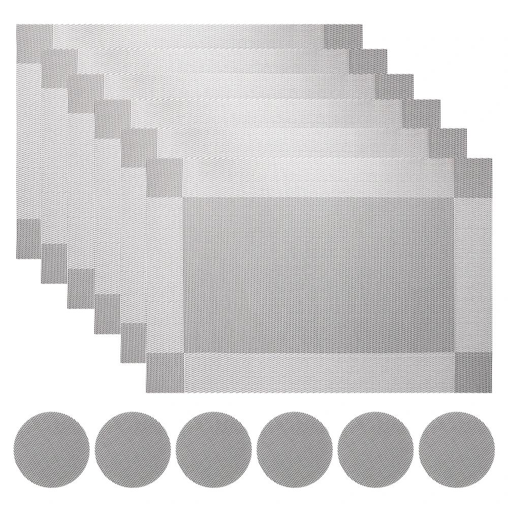 

Набор из 6 подставок под приборы с подставками, черные подставки под стол, переплетенные виниловые, нескользящие, моющиеся, для обеденного стола, кухни, ресторана 30x45cm