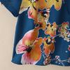 ZANZEA Women Floral Print Summer Casual Round Neck Short Sleeve Blouse