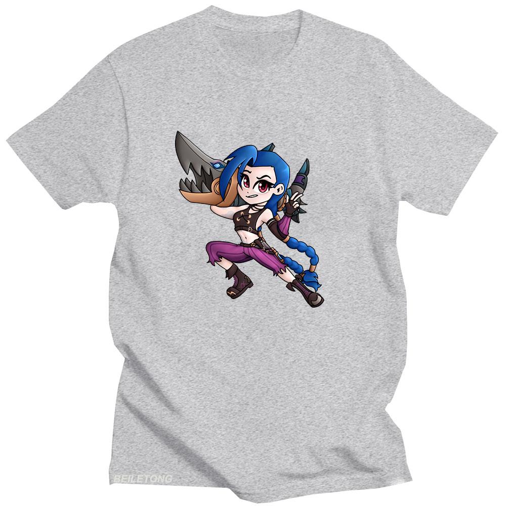 Arcane Jinx T Shirt Cartoon Print Japanese Anime Comic Tee-shirt Costume Cosplay Fashion Tshirt Sudaderas Casual Retro Clothing