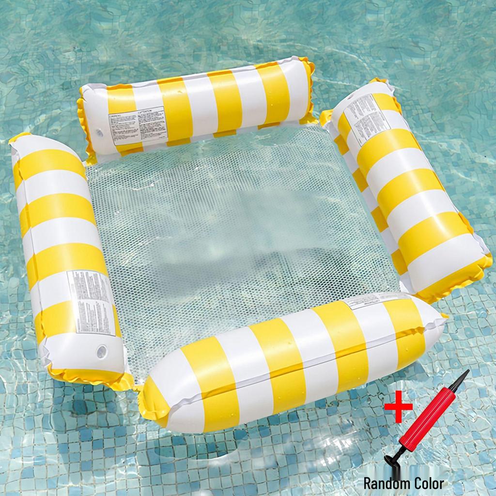 Inflatable Stripe Mesh Floating Bed - Foldable Seaside Lounger