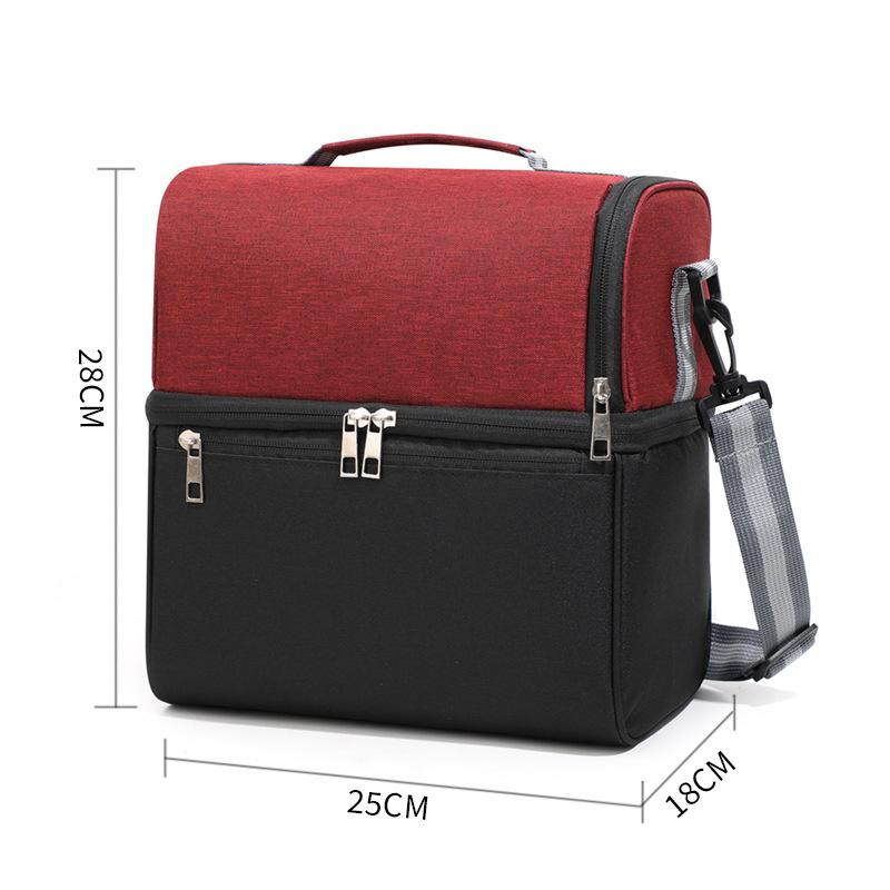 Large Capacity Double Layer Crosbody Lunch Bags Thermal Insulation Picnic Food Beverage Bag Outdoor Ice Bag Travel Storage Bags