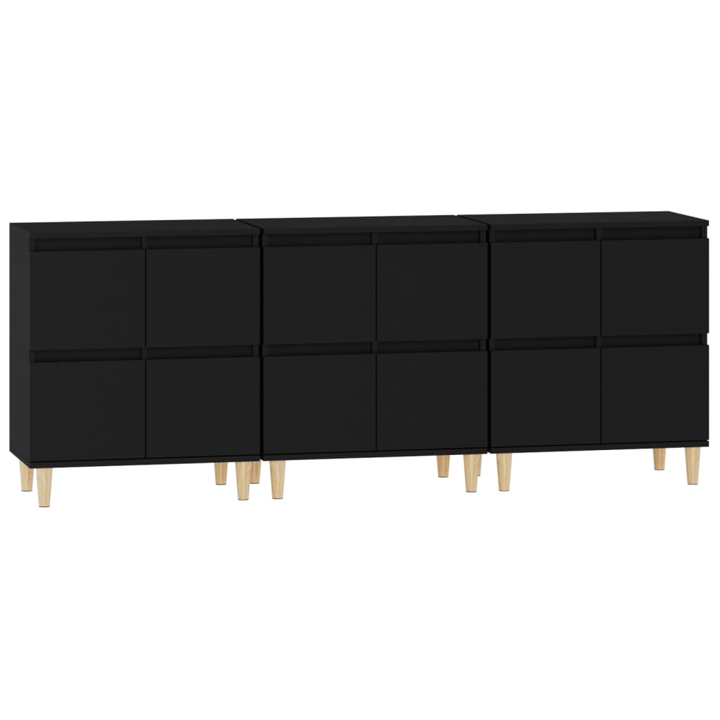 Sideboards 3 pcs Black 60 x 35 x 70 cm Engineered Wood