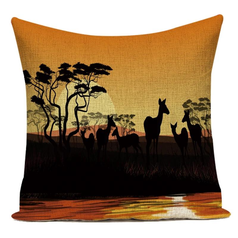 Decorative Throw Pillows Case Elephant Trees Animals Polyester Sofa Home Cushion Cover For Living Room Almofadas
