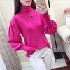 Pofulove Women's Turtleneck Pullover Sweater Autumn Winter Loose Plus Size Lantern Sleeves Knit Jumper