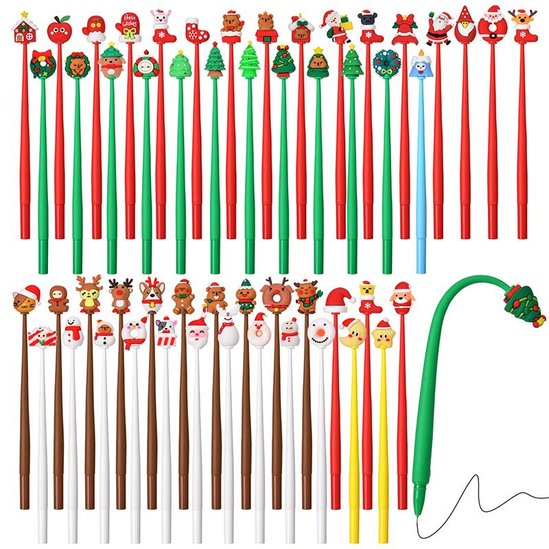 Kawaii Christmas Gel Pen 0.5mm Black Ink Cute Christmas Tree Elk Santa Snowmen Neutral Pen School Stationary Kids Gift