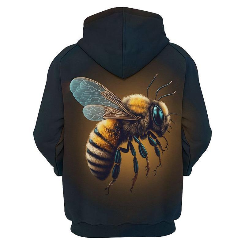 Cute Bee Pattern Hoodies Fashion Spring Autumn Mens Funny 3D Printed Long Sleeve Hoodie Casual Oversized Harajuku Pullovers