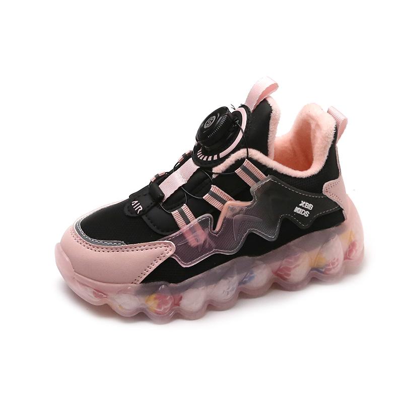 Hot Selling Children Cotton Shoes Breathability Anti Slip Sneakers Winter Warmth Light Rotating Buckle Kids Outdoor Casual Shoes