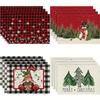 Classic Christmas Gnome and Snowman Plaid Placemat with Snowflake Design