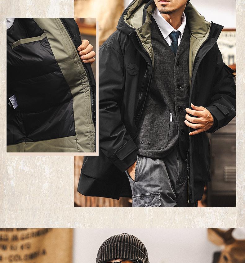 American Workwear Men's Mid-Length Hooded Winter Parka Jacket