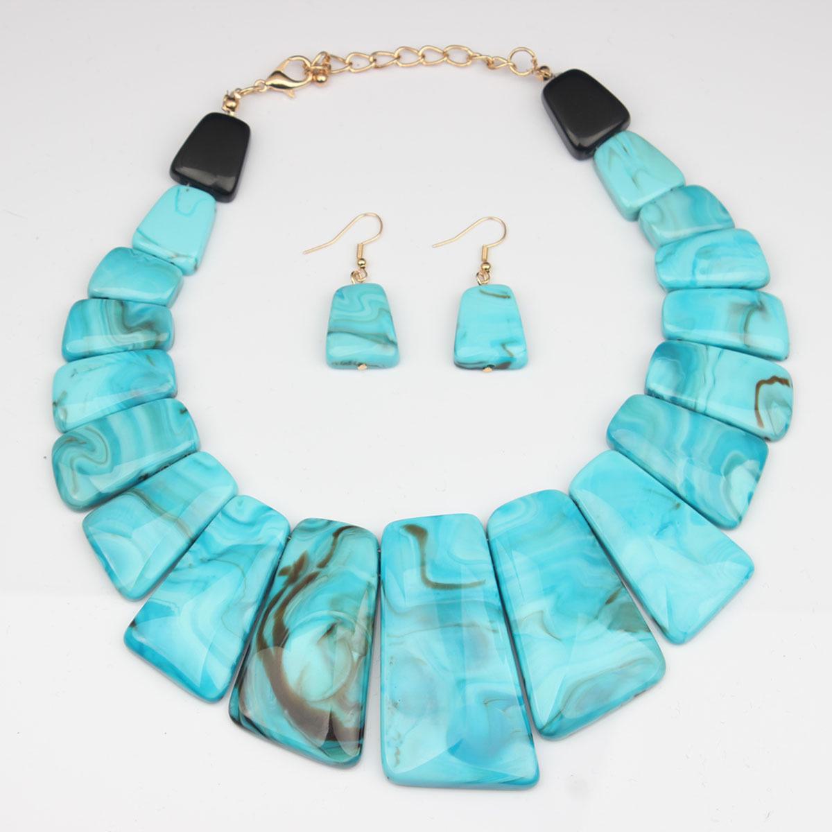 

Комплект из колье и серег в европейском и американском ретро стиле для женщин синий