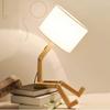 Robotic Table Lamp Wooden Bedside Lamp with Bookcase and  Shade